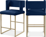 Caleb Velvet Upholstered Counter Stool — 969-C - Blue - 969Navy-C Double Chair