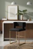 Caleb Velvet Upholstered Counter Stool — 969-C - Black - 969Black-C alternate view 1