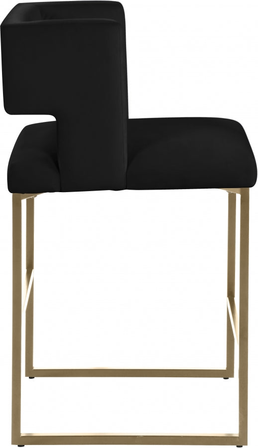Caleb Velvet Upholstered Counter Stool — 969-C - Black - 969Black-C alternate view 3