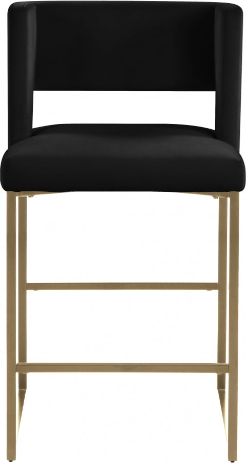 Caleb Velvet Upholstered Counter Stool — 969-C - Black - 969Black-C alternate view 4