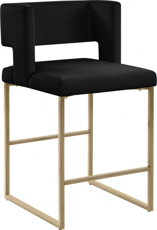 Caleb Velvet Upholstered Counter Stool — 969-C - Black - 969Black-C