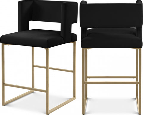 Caleb Velvet Upholstered Counter Stool — 969-C (Set of 2)