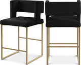 Caleb Velvet Upholstered Counter Stool — 969-C - Black - 969Black-C Double Chair
