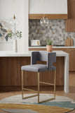Caleb Velvet Upholstered Counter Stool — 969-C - Grey - 969Grey-C alternate view 1