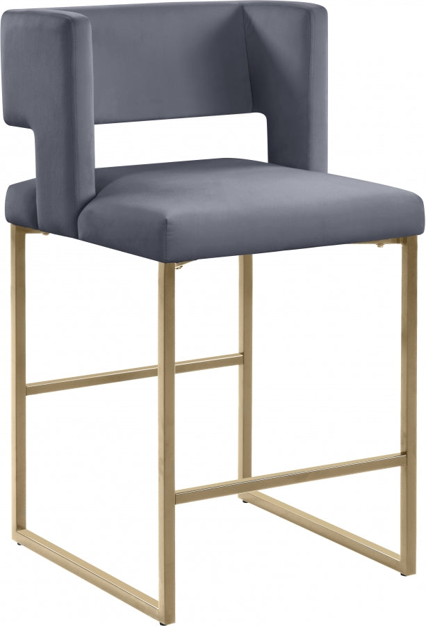 Caleb Velvet Upholstered Counter Stool — 969-C - Grey - 969Grey-C