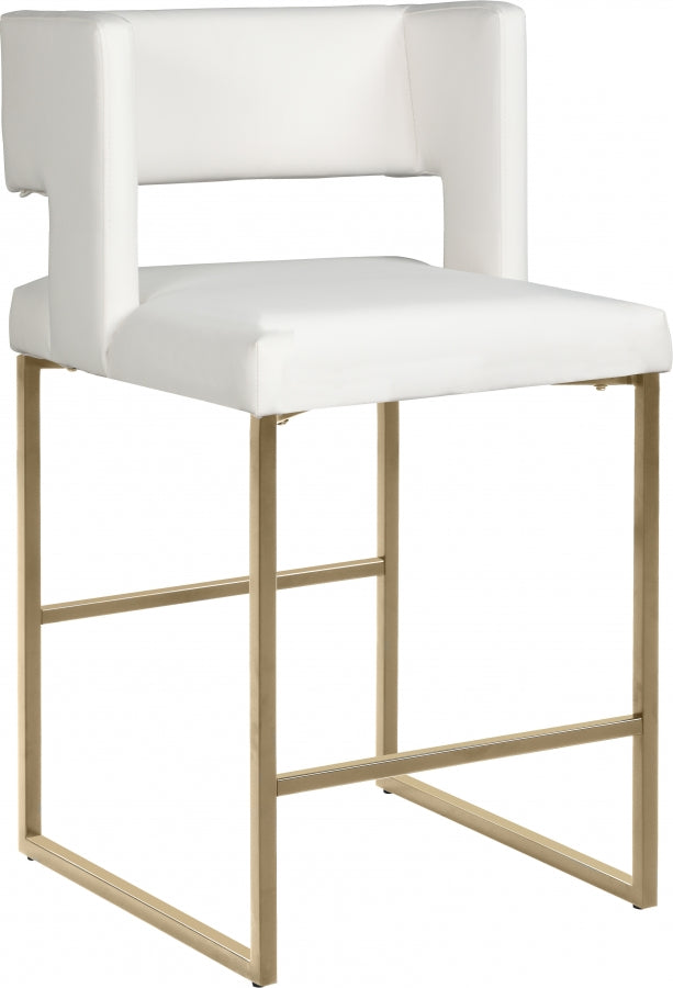 Caleb Vegan Leather Upholstered Counter Stool — 969-C-Leather - White - 969White-C