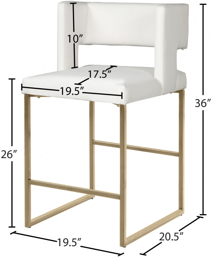 Caleb Vegan Leather Upholstered Counter Stool — 969-C-Leather - White - 969White-C Dim