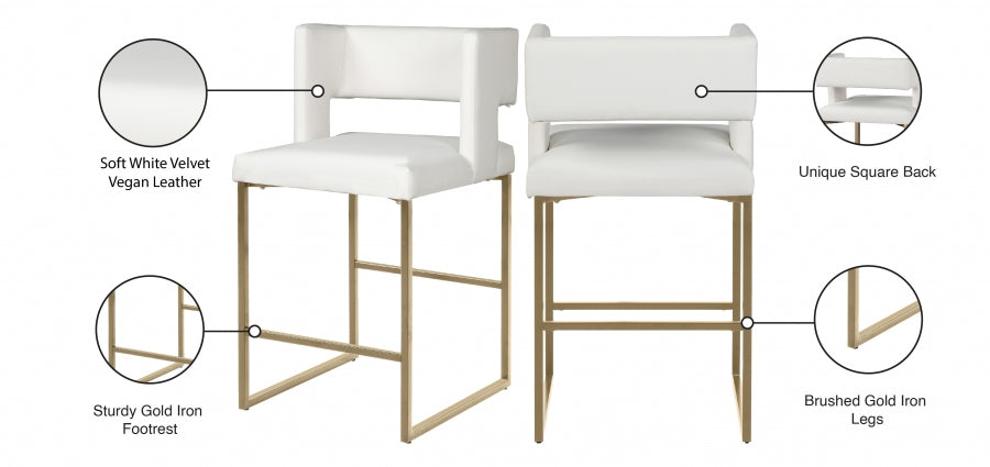 Caleb Vegan Leather Upholstered Counter Stool — 969-C-Leather - White - 969White-C Infographic