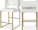 Caleb Vegan Leather Upholstered Counter Stool — 969-C-Leather - White - 969White-C Double Chair