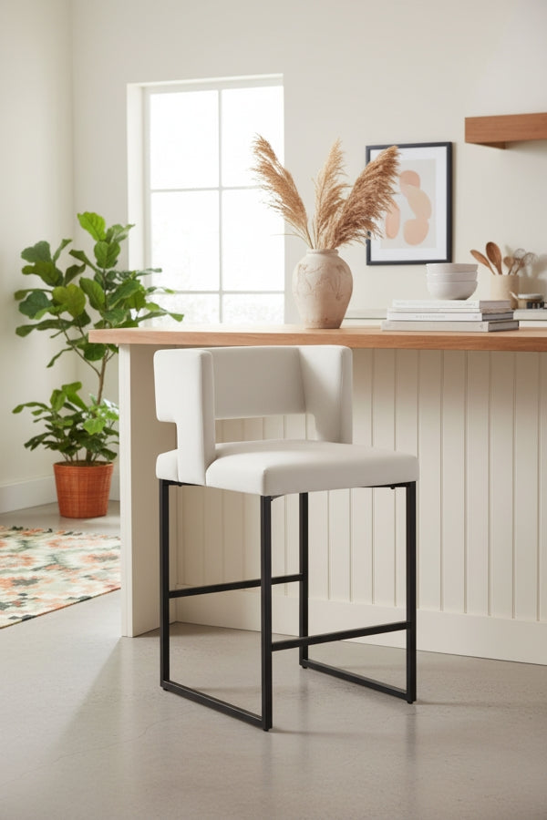 Caleb Velvet Upholstered Counter Stool — 970-C - Cream - 970Cream-C alternate view 1