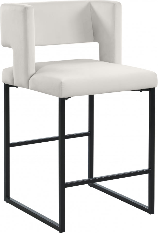 Caleb Velvet Upholstered Counter Stool — 970-C - Cream - 970Cream-C