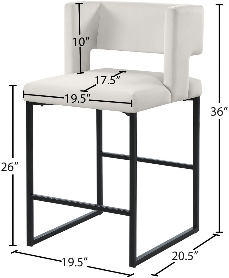 Caleb Velvet Upholstered Counter Stool — 970-C - Cream - 970Cream-C Dim