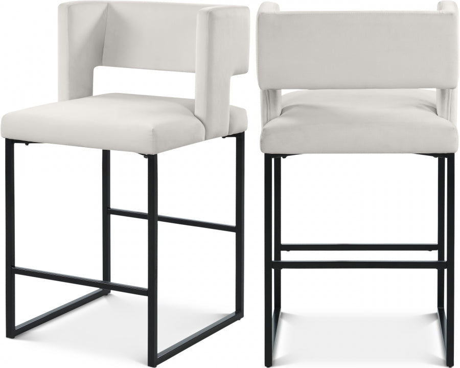 Caleb Velvet Upholstered Counter Stool — 970-C - Cream - 970Cream-C Double Chair