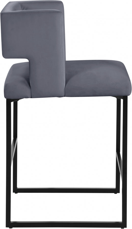 Caleb Velvet Upholstered Counter Stool — 970-C - Grey - 970Grey-C alternate view 3