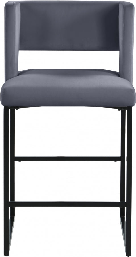 Caleb Velvet Upholstered Counter Stool — 970-C - Grey - 970Grey-C alternate view 4