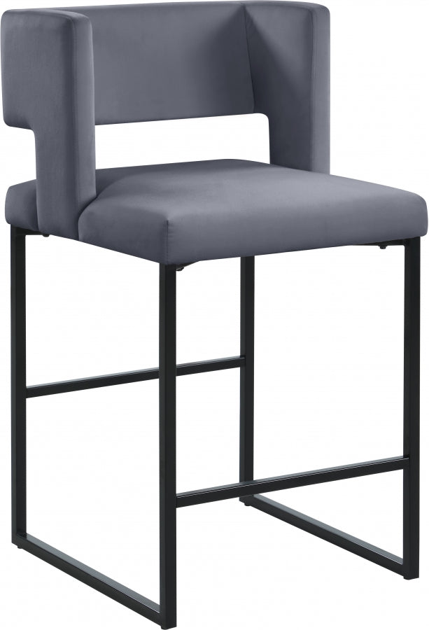 Caleb Velvet Upholstered Counter Stool — 970-C - Grey - 970Grey-C