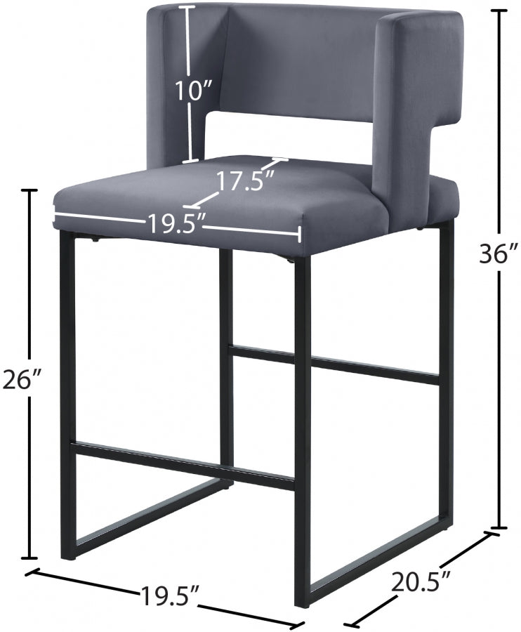 Caleb Velvet Upholstered Counter Stool — 970-C - Grey - 970Grey-C Dim