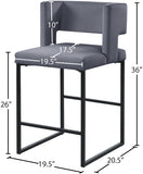 Caleb Velvet Upholstered Counter Stool — 970-C - Grey - 970Grey-C Dim