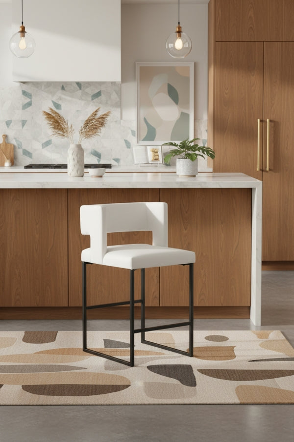 Caleb Vegan Leather Upholstered Counter Stool — 970-C-Leather - White - 970White-C alternate view 1