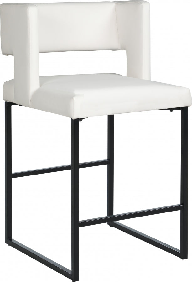 Caleb Vegan Leather Upholstered Counter Stool — 970-C-Leather - White - 970White-C
