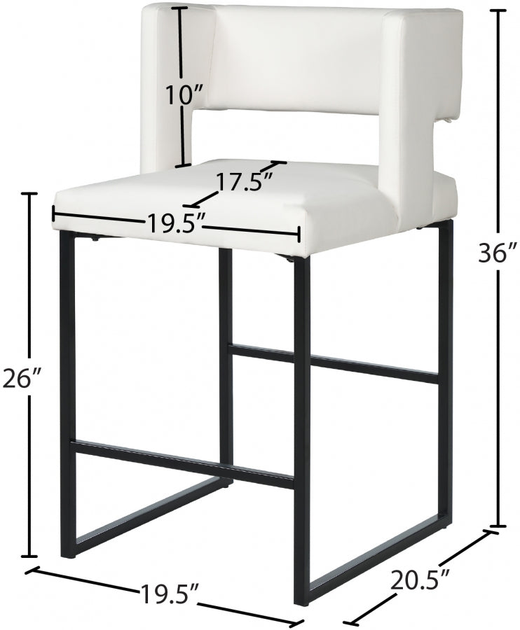 Caleb Vegan Leather Upholstered Counter Stool — 970-C-Leather - White - 970White-C Dim
