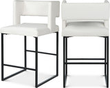 Caleb Vegan Leather Upholstered Counter Stool — 970-C-Leather - White - 970White-C Double Chair