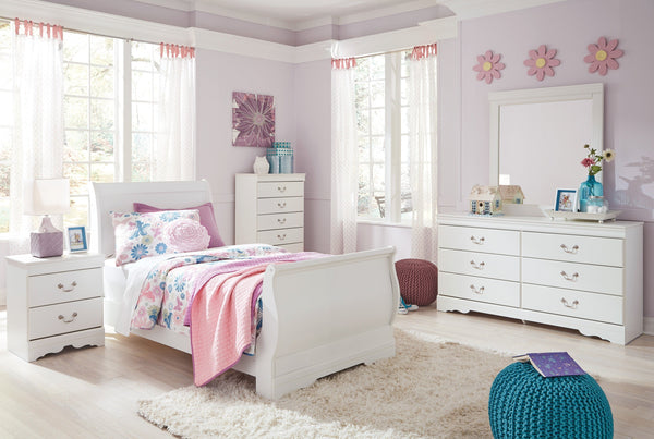 Anarasia White Youth Sleigh Bedroom Set