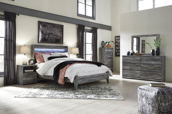 Baystorm Gray LED Panel Bedroom Set — Queen