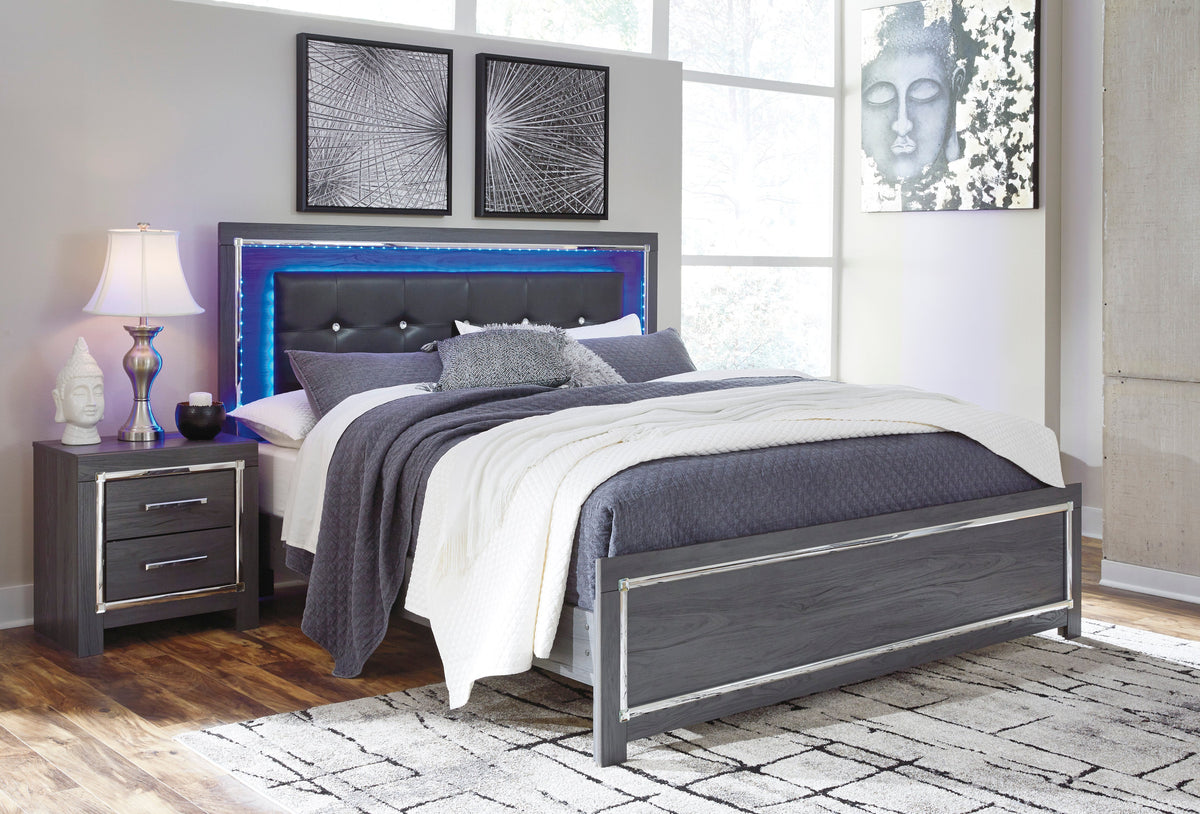 Lodanna Gray LED Upholstered Platform Bedroom Set