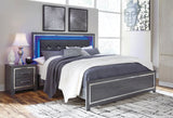Lodanna Gray LED Upholstered Platform Bedroom Set