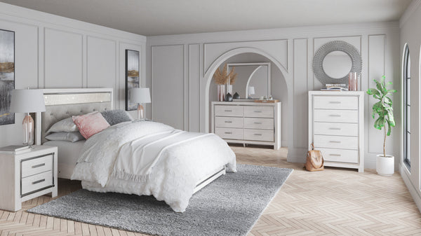 Altyra White Upholstered LED Youth Panel Bedroom Set