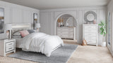 Altyra White Upholstered LED Youth Panel Bedroom Set