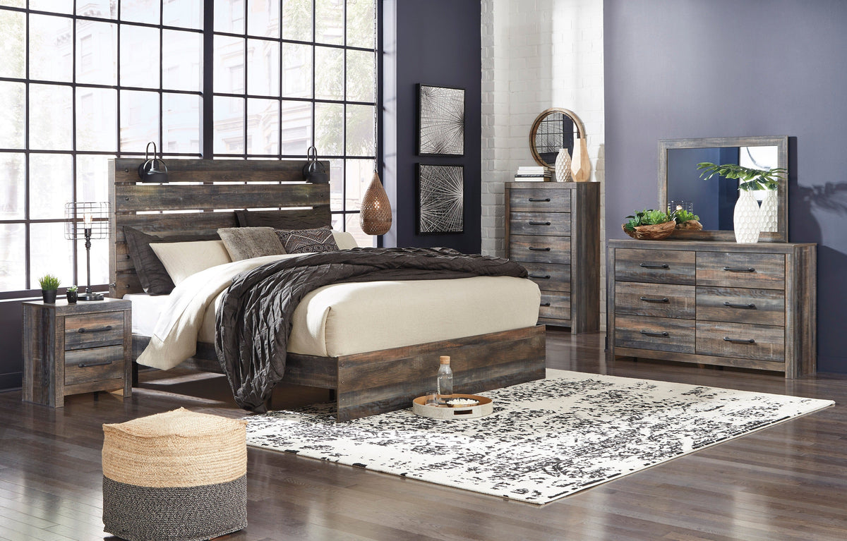 Drystan Multi LED Panel Bedroom Set