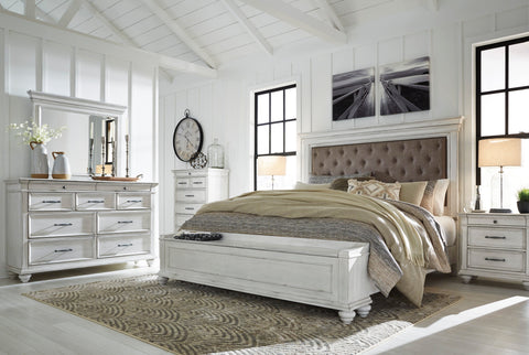 Kanwyn Whitewash Upholstered Storage Panel Bedroom Set