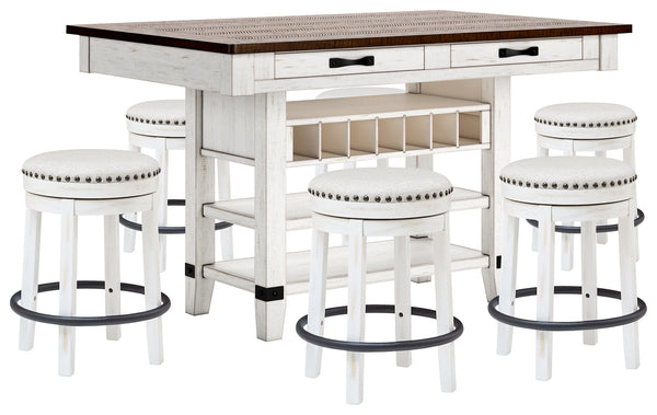 Valebeck White/Brown Counter Height Set