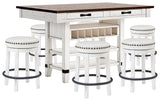 Valebeck White/Brown Counter Height Set