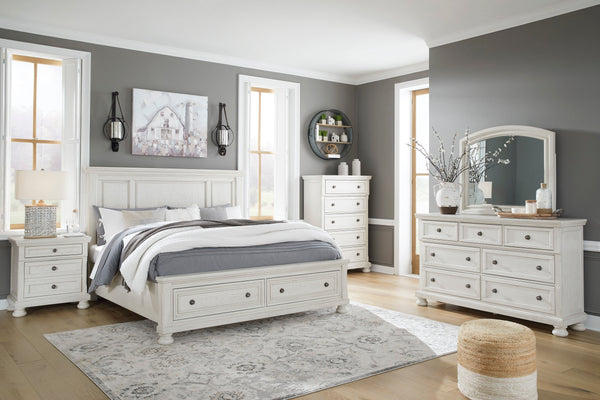 Robbinsdale Antique White Storage Platform Bedroom Set