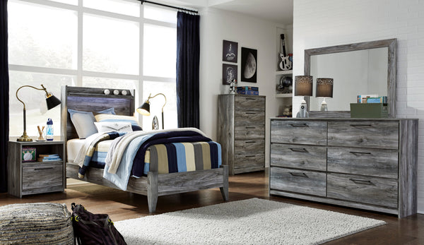 Baystorm Gray LED Youth Panel Bedroom Set — Twin