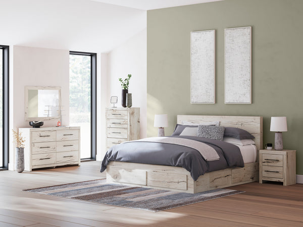 Lawroy Light Natural Storage Panel Bedroom Set with 6 Drawers