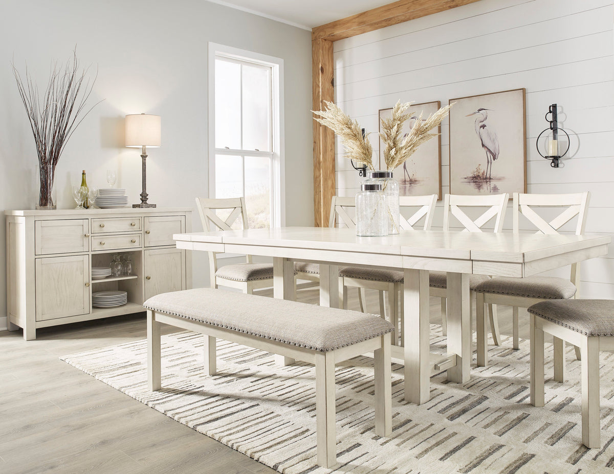 Robbinsdale Antique White Extendable Dining Room Set