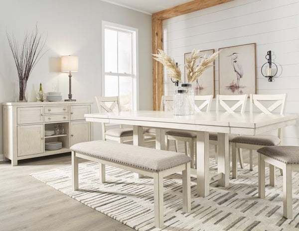 Robbinsdale Antique White Extendable Dining Room Set