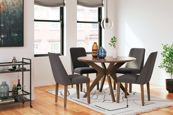Lyncott Charcoal/Brown Round Dining Room Set