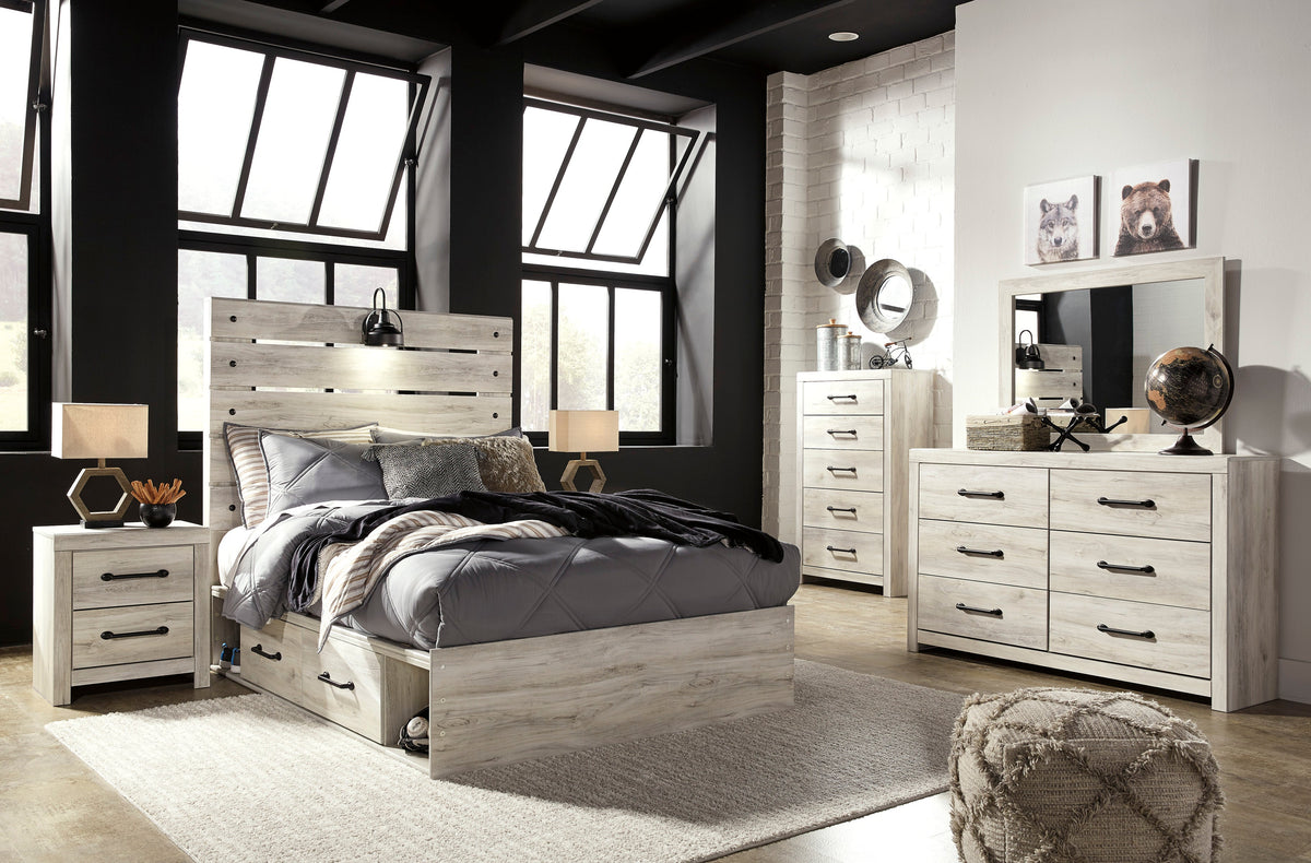 Cambeck Whitewash Storage Youth Platform Bedroom Set with 4 Drawers