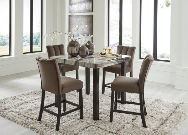 Jeshina Dark Brown Counter Height Set