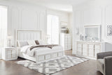 Chalanna White LED Upholstered Storage Platform Bedroom Set