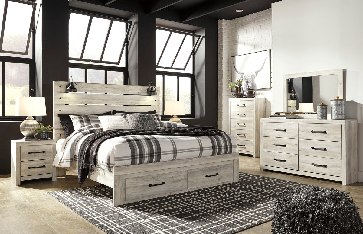 Cambeck Whitewash Storage Panel Bedroom Set