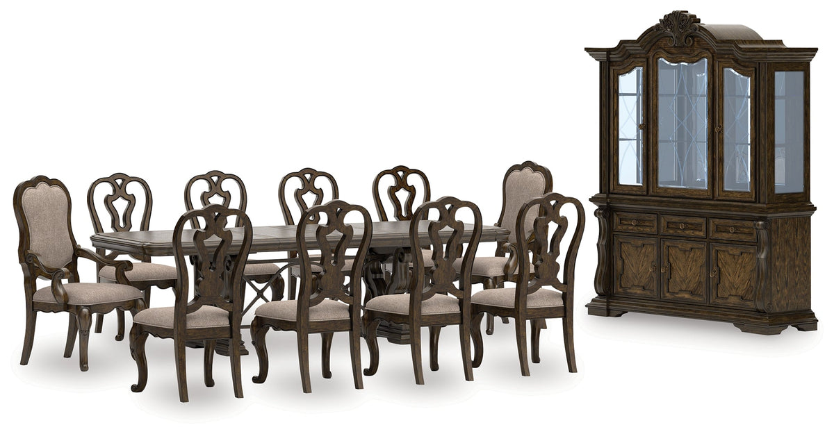 Maylee Dark Brown Dining Room Set with Storage