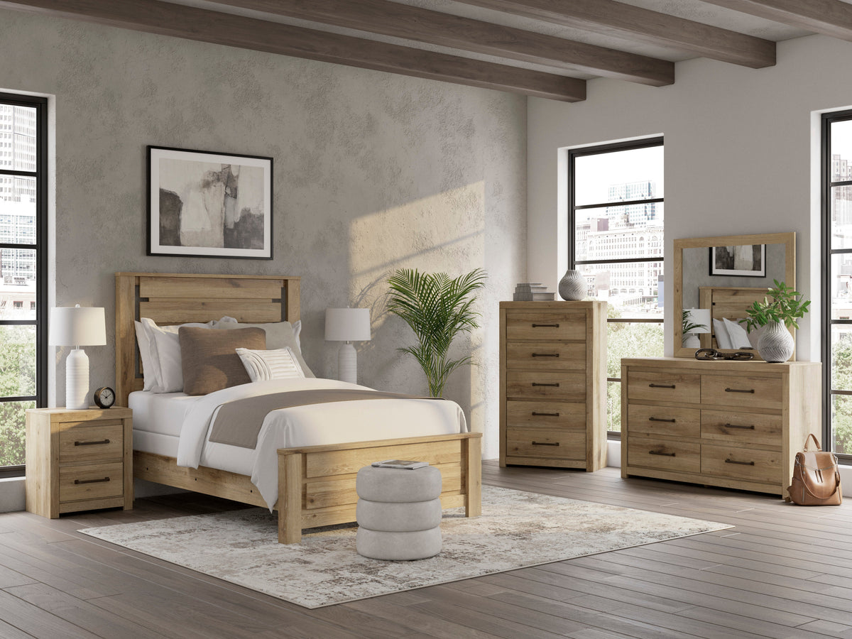 Brozmont Tan Full Panel Platform Bedroom Set