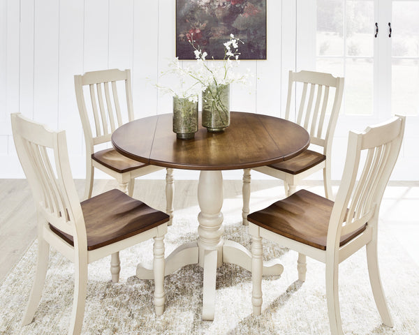 Wirloni Antique White/Brown Dining Room Set
