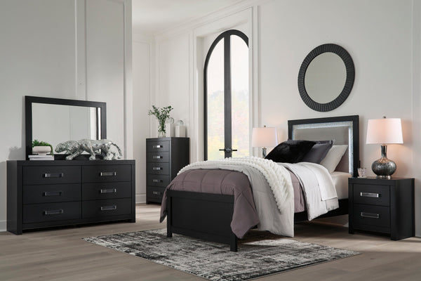 Maeling Black Upholstered Youth Panel Bedroom Set